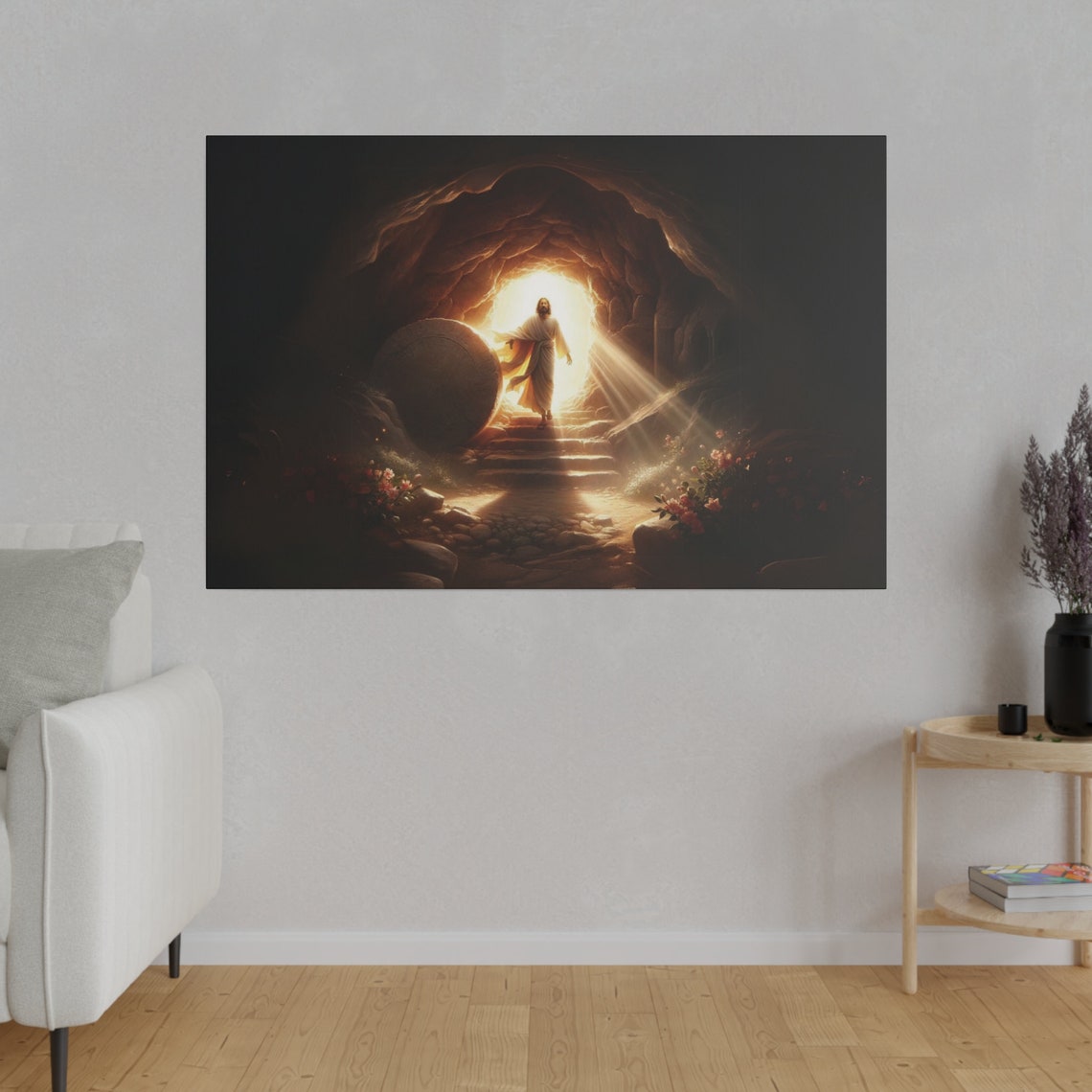 He Is Risen Jesus Emerging From The Empty Tomb Easter Art Poster - Image 4