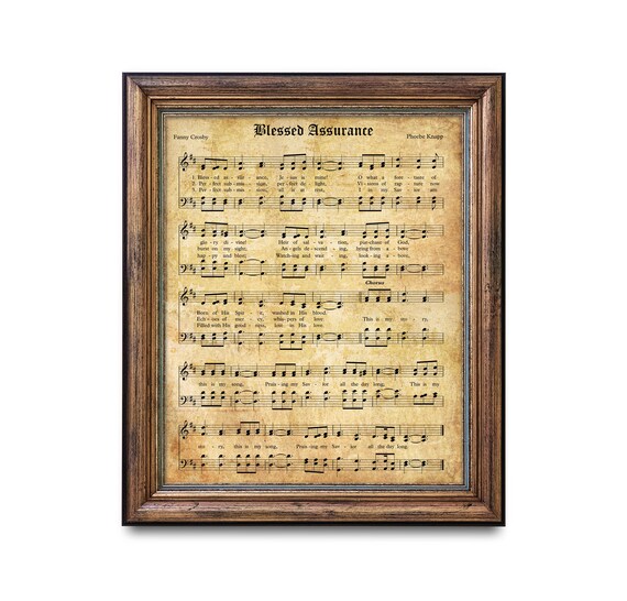 Blessed Assurance Aged Vintage Hymn Sheet Music Faith Decor Poster