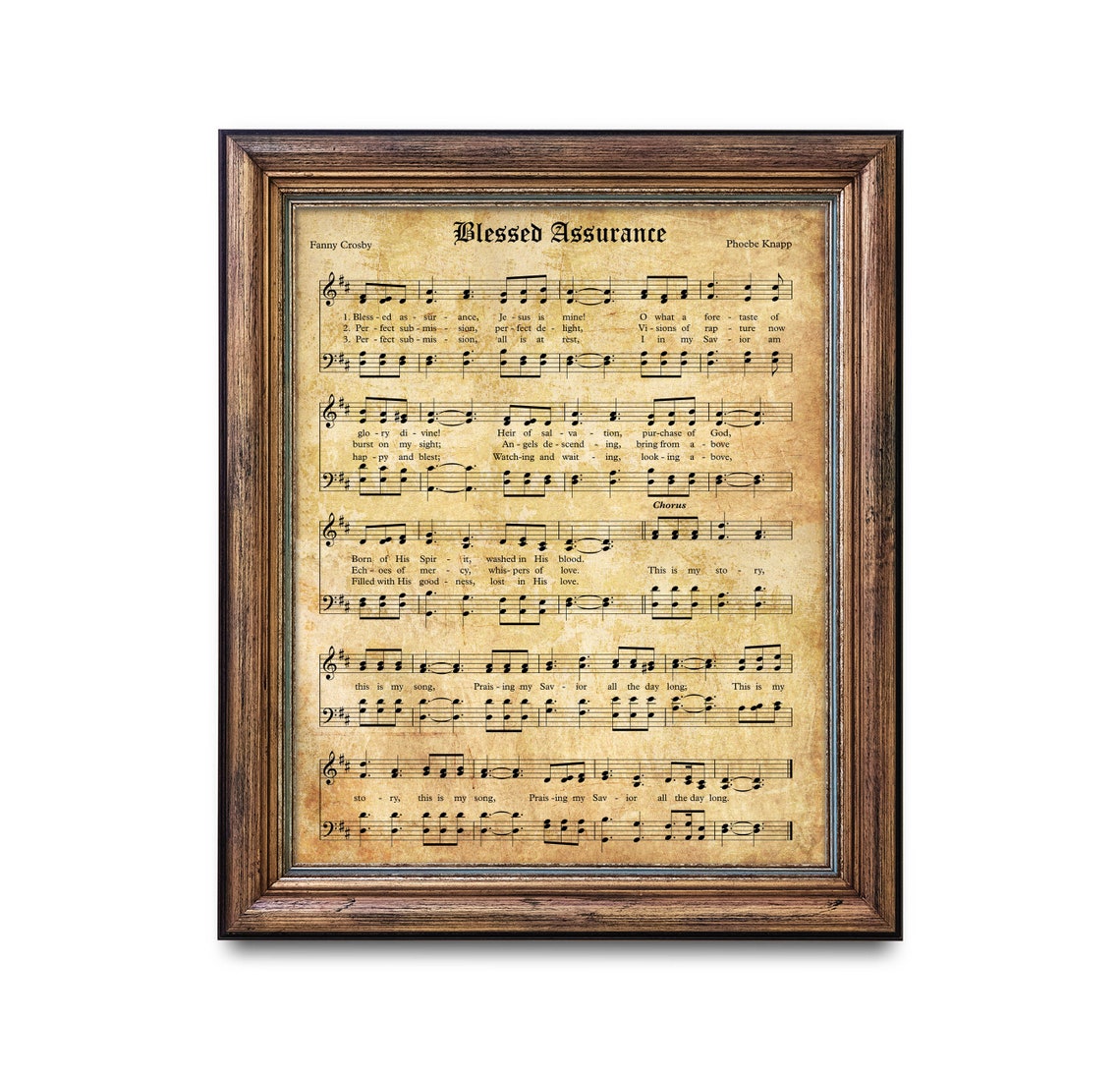 Blessed Assurance Aged Vintage Hymn Sheet Music Faith Decor Poster