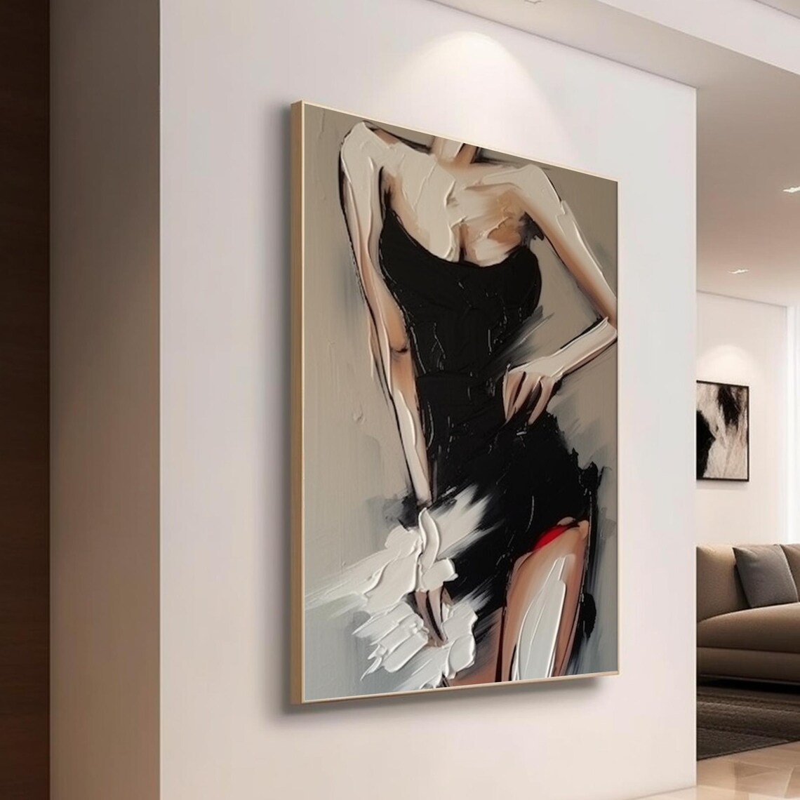 Faceless Woman in Black Dress Palette Knife Abstract Figure Art Poster - Image 4