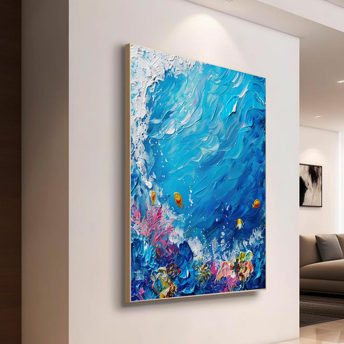 Blue Ocean Waves Colorful Coral Fish Lively Seascape Art Poster - Image 4