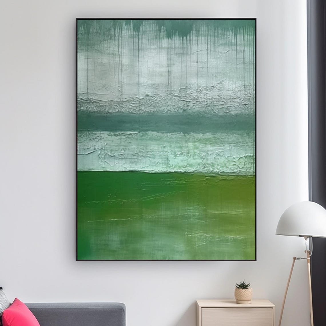 Layered Green Abstract With Drips Textured Minimalist Art Poster - Image 2