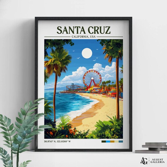 Santa Cruz Retro Travel Poster, Wanderlust