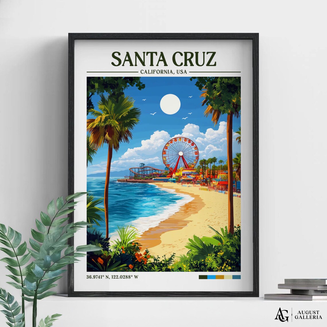 Santa Cruz Retro Travel Poster, Wanderlust