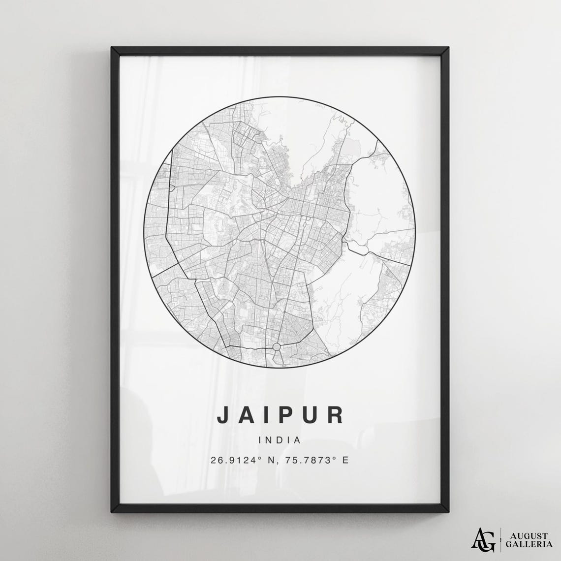 Jaipur India Minimalist Circular City Map Coordinates Decor Poster