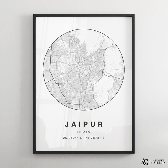 Jaipur India Minimalist Circular City Map Coordinates Decor Poster