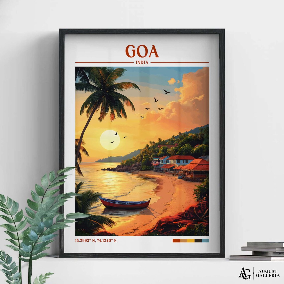 Goa India Retro Travel Poster, Wanderlust Illustration