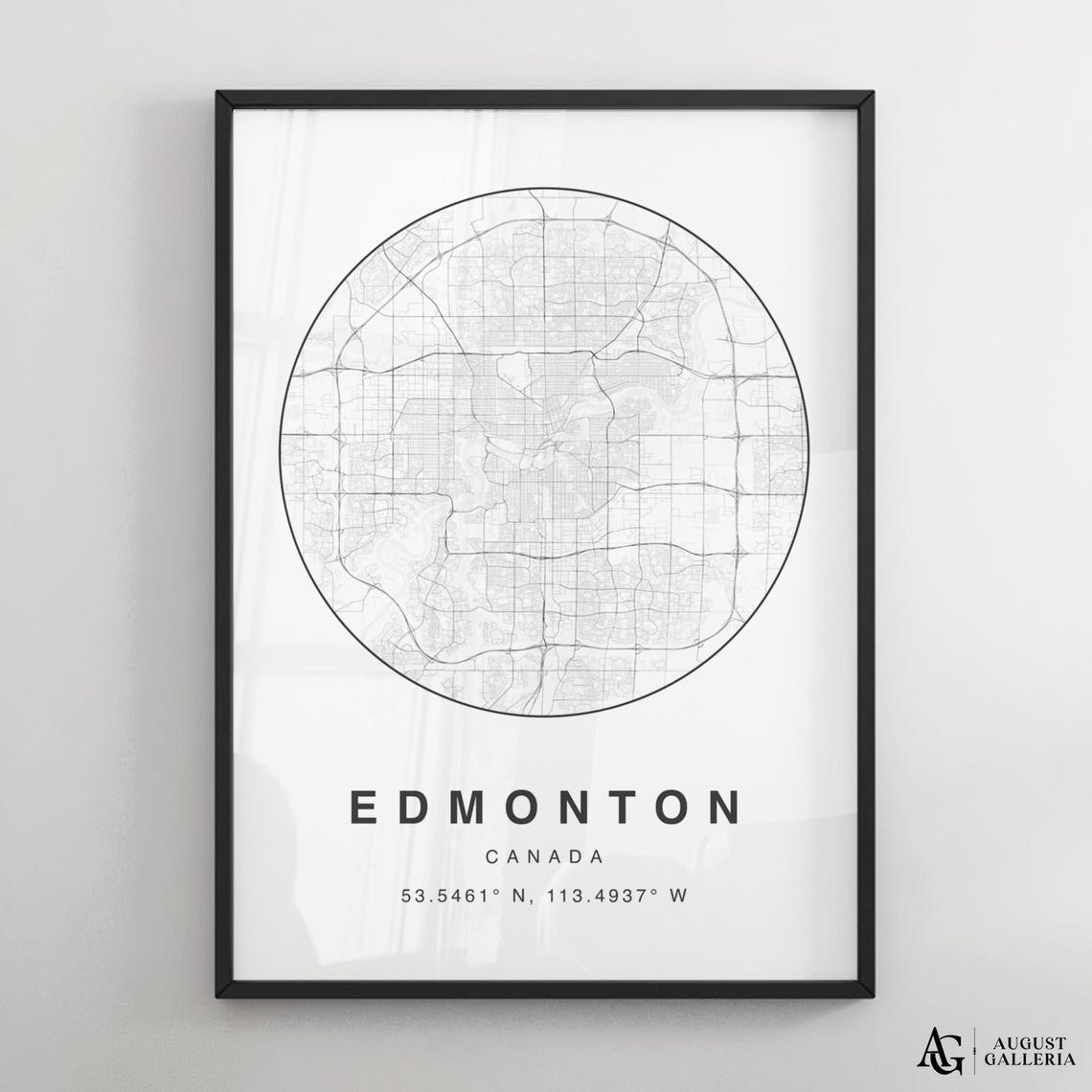 Edmonton Canada Minimalist City Map Circle Street Plan Poster