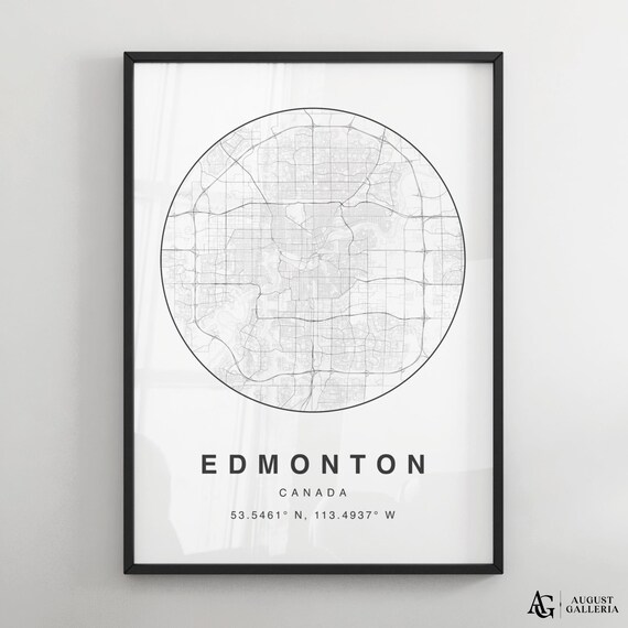 Edmonton Canada Minimalist City Map Circle Street Plan Poster