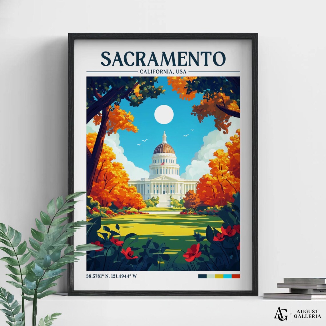 Sacramento Retro Travel Poster, Wanderlust Illustration