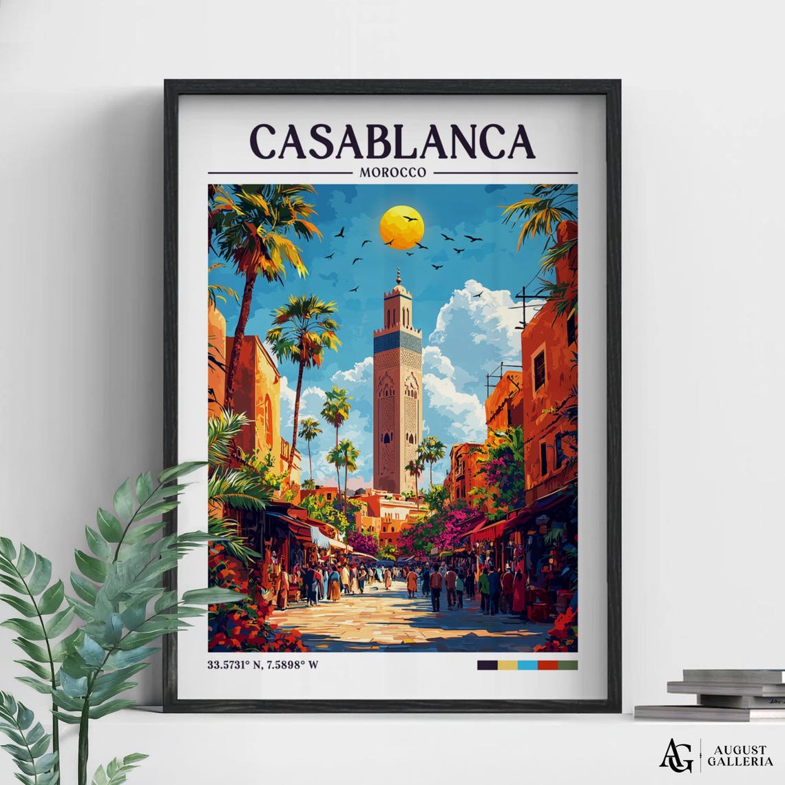 Casablanca Morocco Retro Travel Print Wanderlust Posters Wall Art Framed Prints Canvas Poster