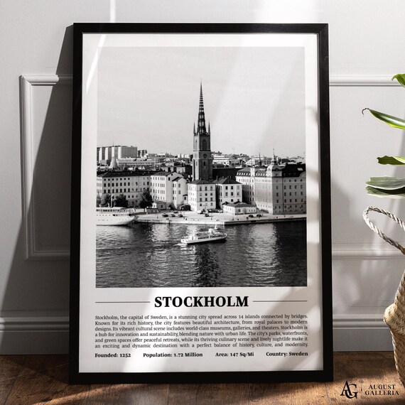 Stockholm Sweden Riddarholmen Church Black White Photo Poster