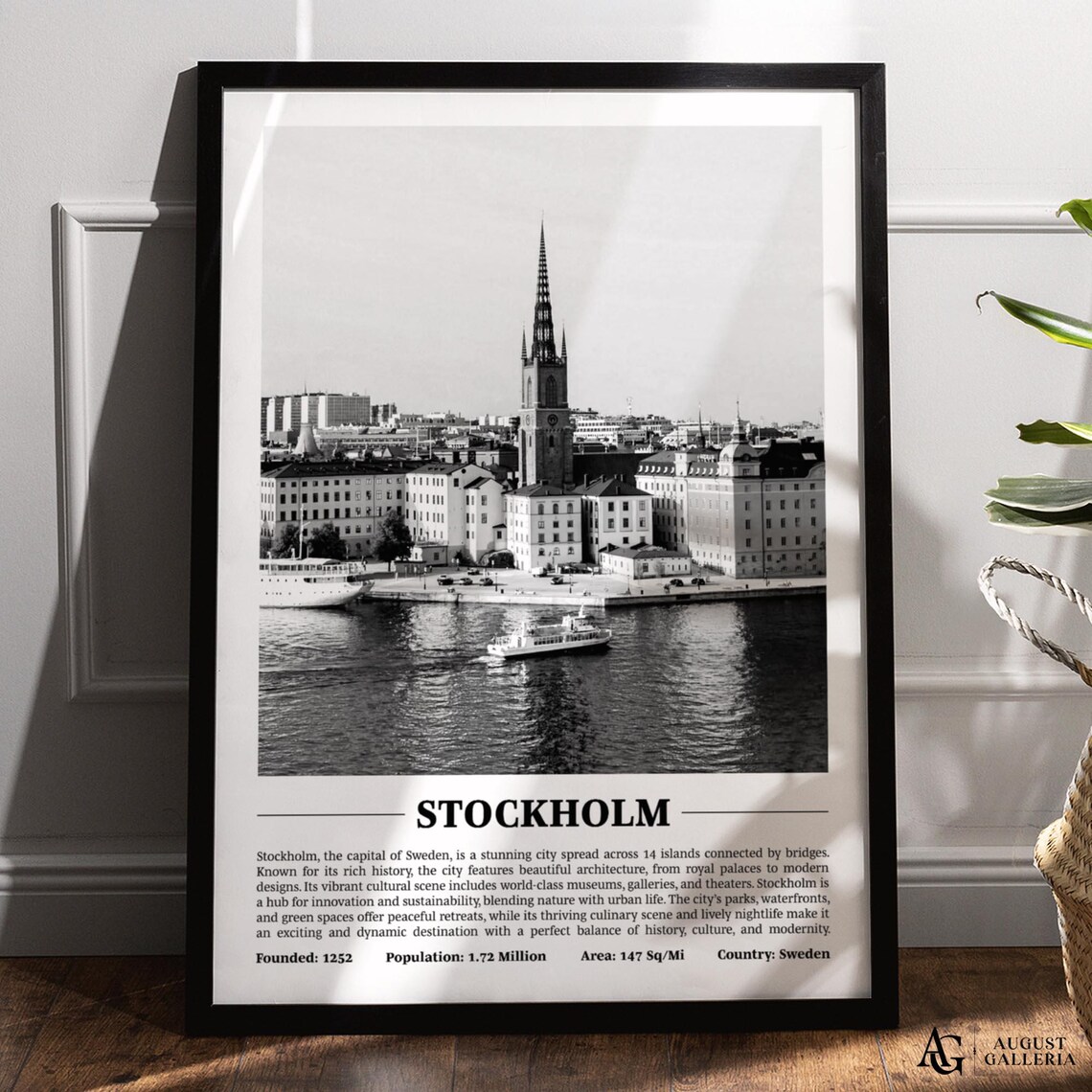 Stockholm Sweden Riddarholmen Church Black White Photo Poster