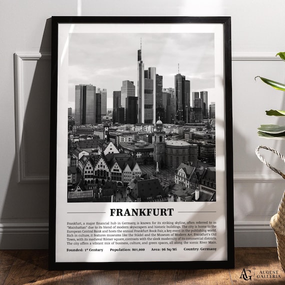 Frankfurt Mainhattan Skyline Black White Germany City Travel Poster