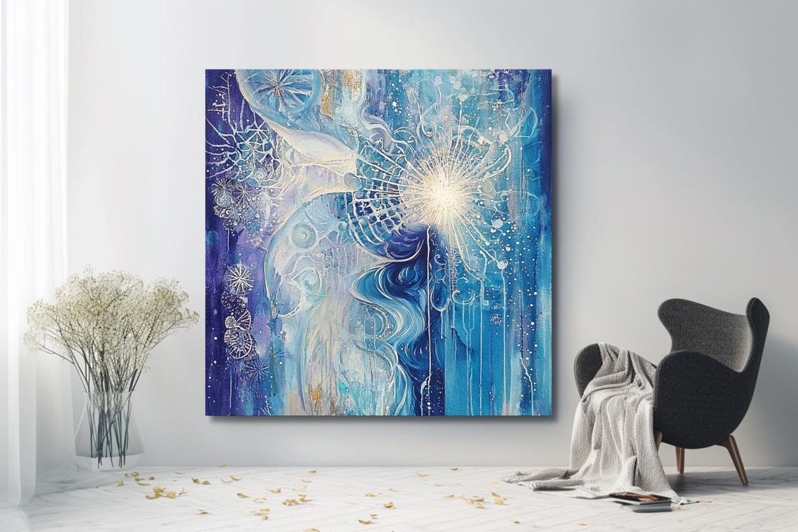 Blue Transformation Celestial Swirl Abstract Contemporary Art Poster - Image 2