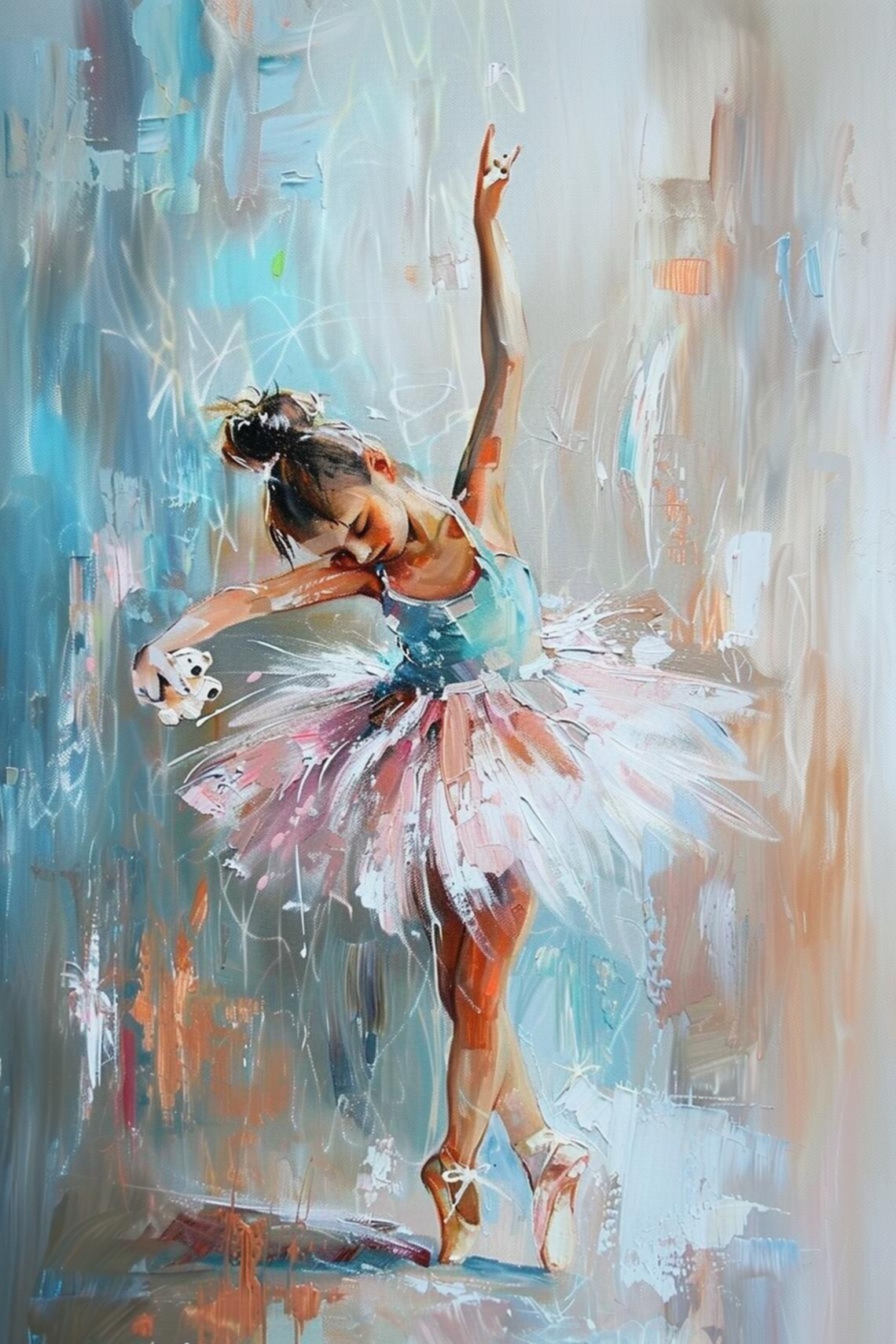 Ballerina in Pink Tutu Dancing in Colorful Light Painting Poster - Image 2