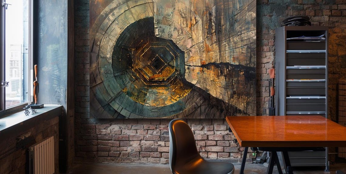 Dark Cracked Tree Ring Texture Moody Abstract Earth Tone Poster