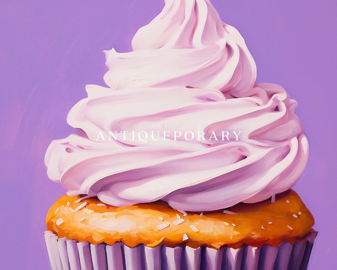 Purple Cupcake Swirl Frosting Pop Art Modern Still Life Poster - Image 3