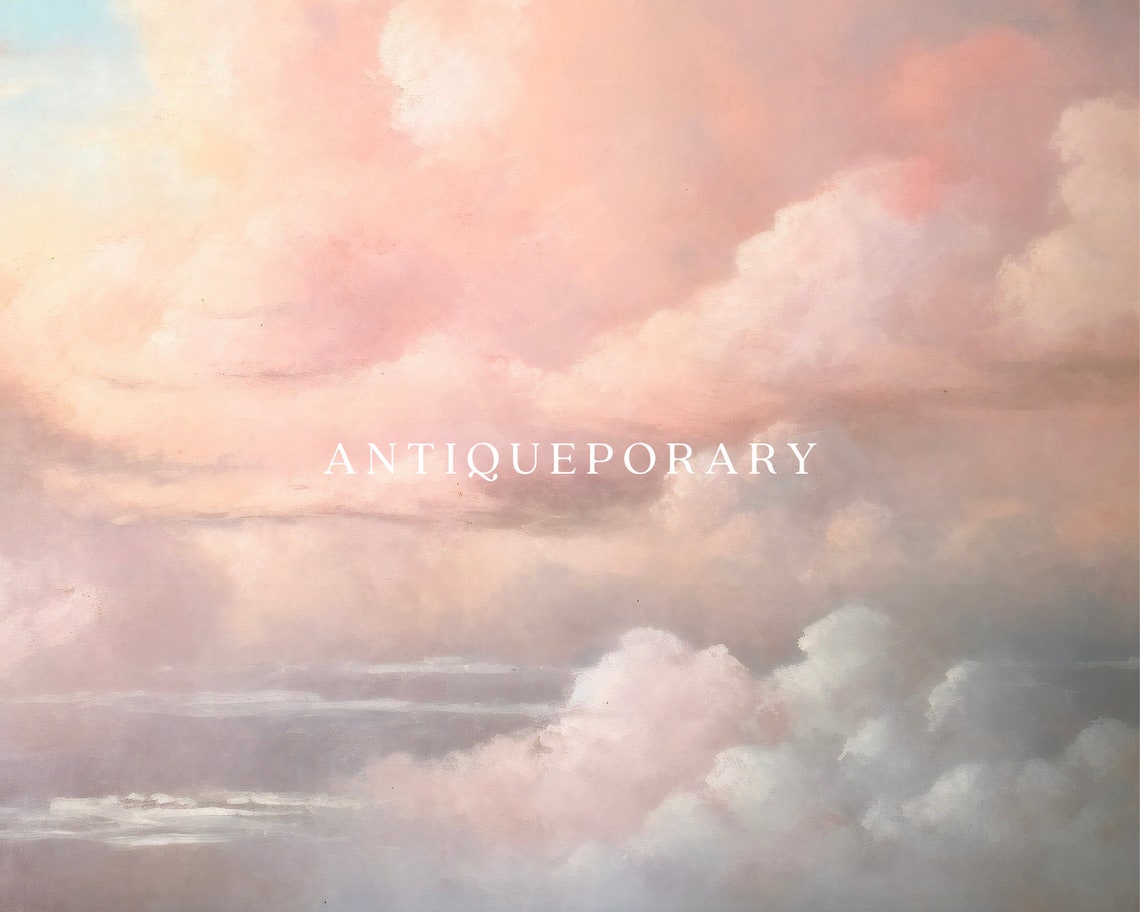 Soft Pink and Peach Cloud Sky in a Dreamy Pastel Skyscape Poster - Image 2