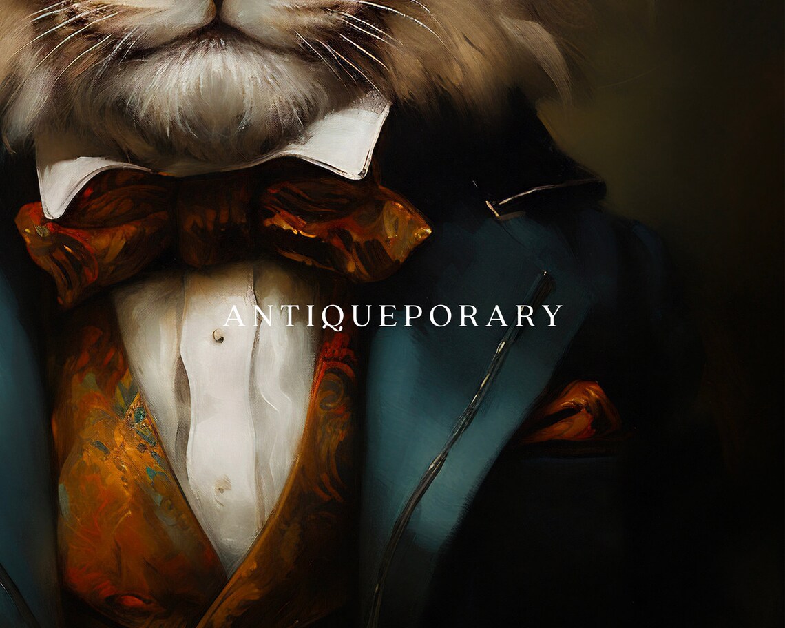 Lion Cub in Teal Victorian Suit Vintage Aristocratic Animal Portrait Poster - Image 2