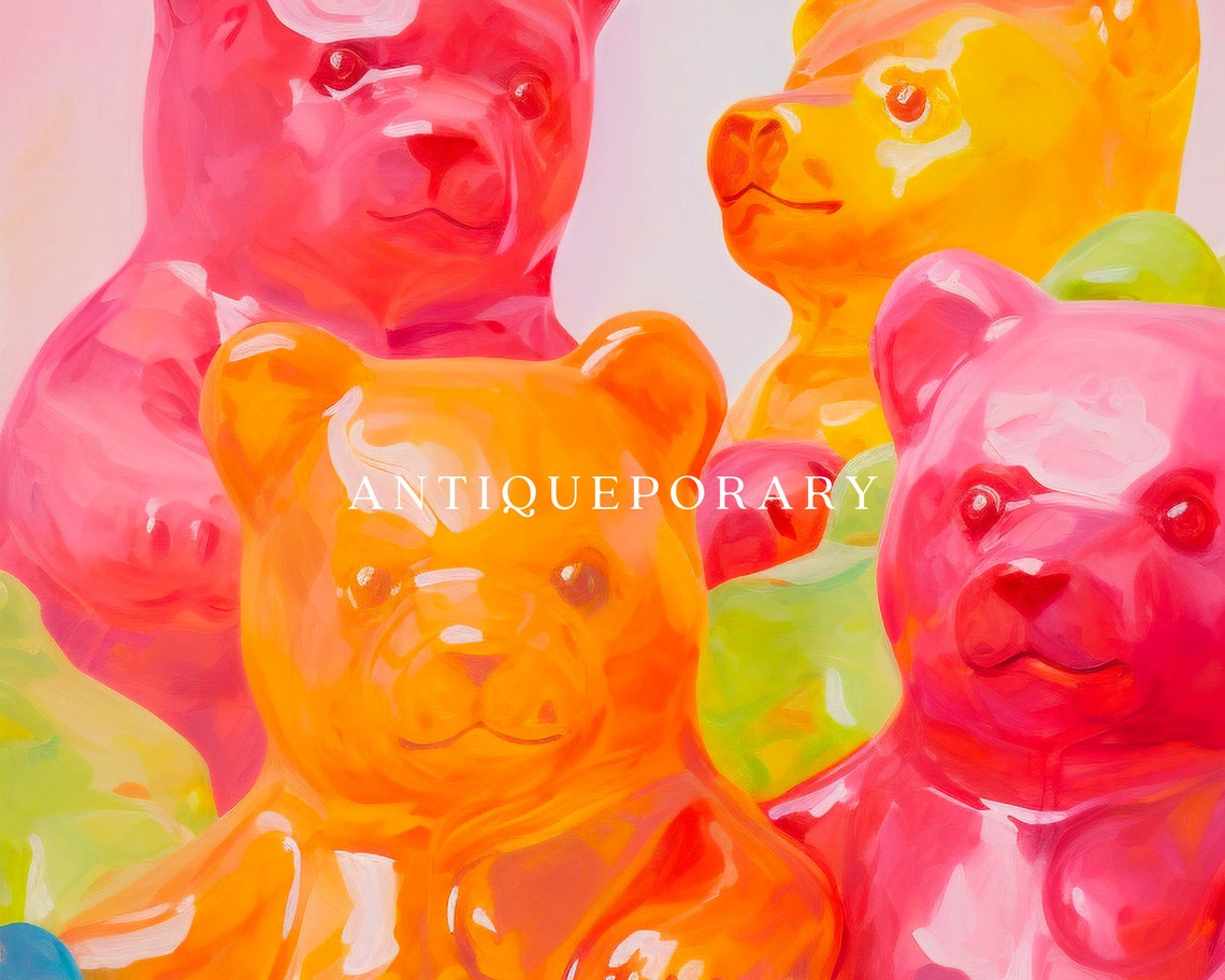 Colorful Gummy Bears Pile Candy Pop Art Modern Still Life Poster - Image 3