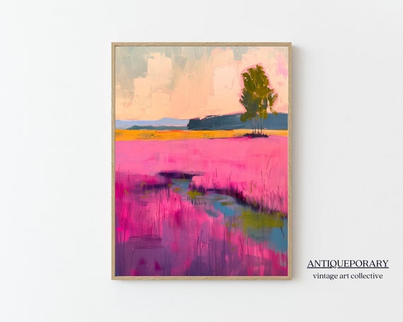 Abstract Meadow Landscape Abstract Horizon Print Colorful Landscape Painting Minimalist Decor Modern Art