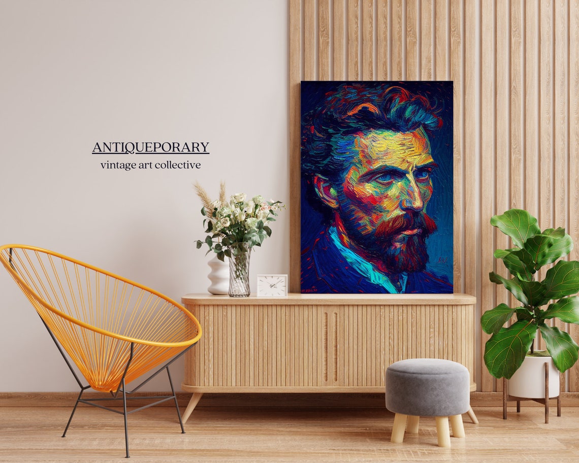 Man Portrait Painting Portrait Oil Paint Moody Portrait Print Dark Oil Painting Decor Hint Prints Dark Academia Decor Fathers Day Gift - Image 5