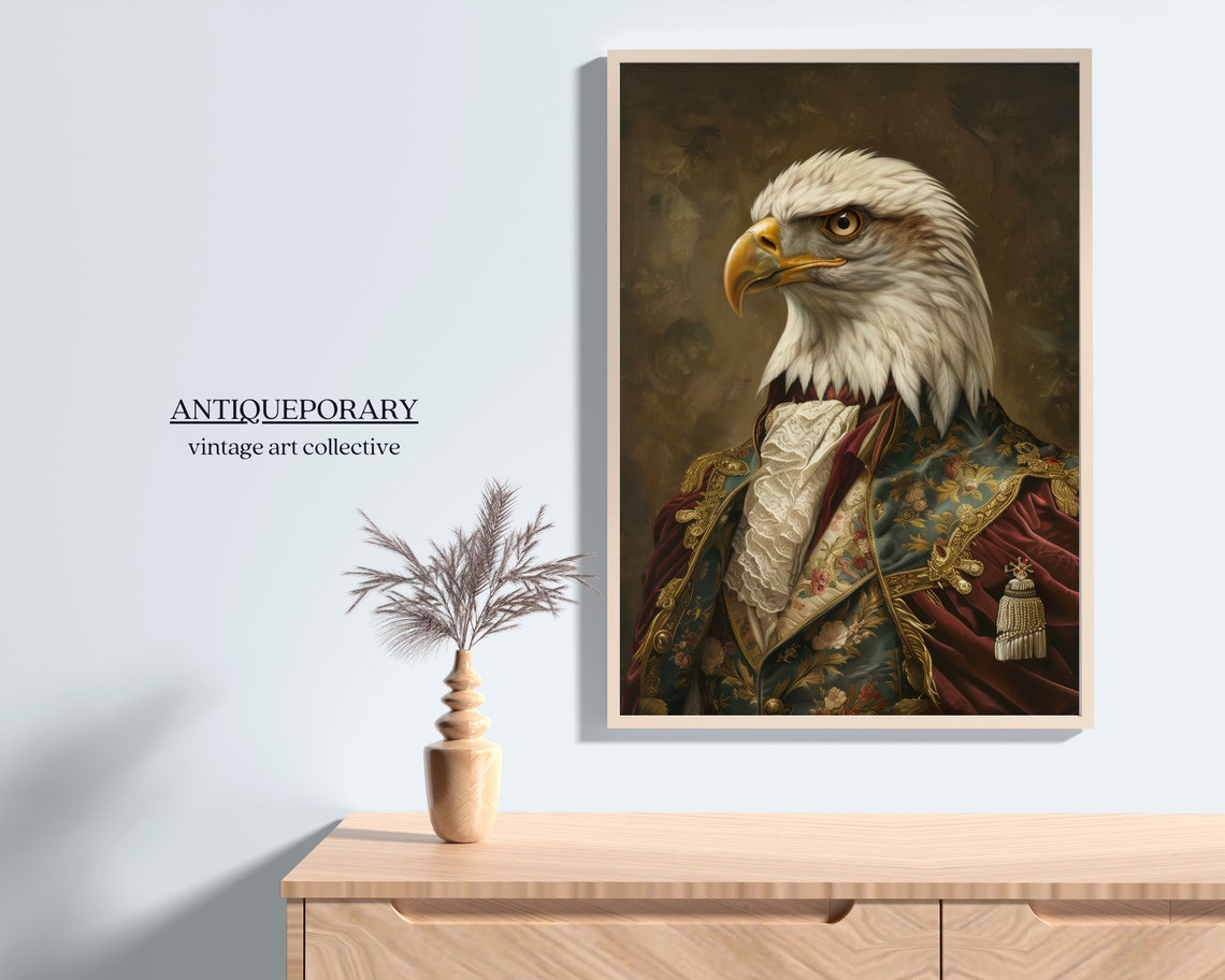 Vintage Bald Eagle Ornate Military Coat Regal Bird Portrait Poster - Image 4
