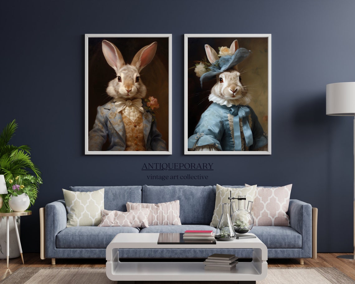 Victorian Animal Portrait Dressed Animal Prints Royal Rabbit Poster Royal Animal Painting Renaissance Animal Portrait Farm Animal Art - Image 3