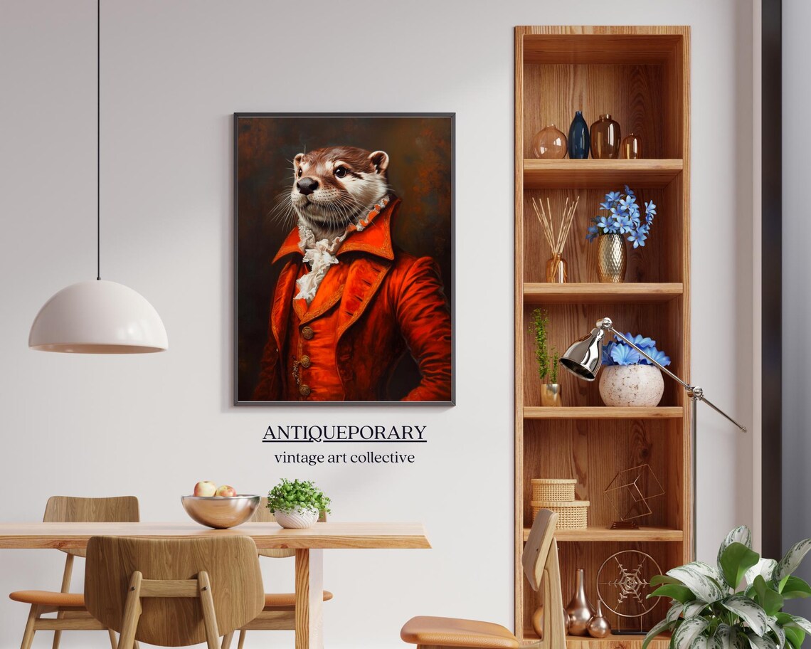 Victorian Animal Portrait Vintage Animal Print Royal Otter Painting Dressed Animal Print Renaissance Animal Animal Lover Gift - Image 6