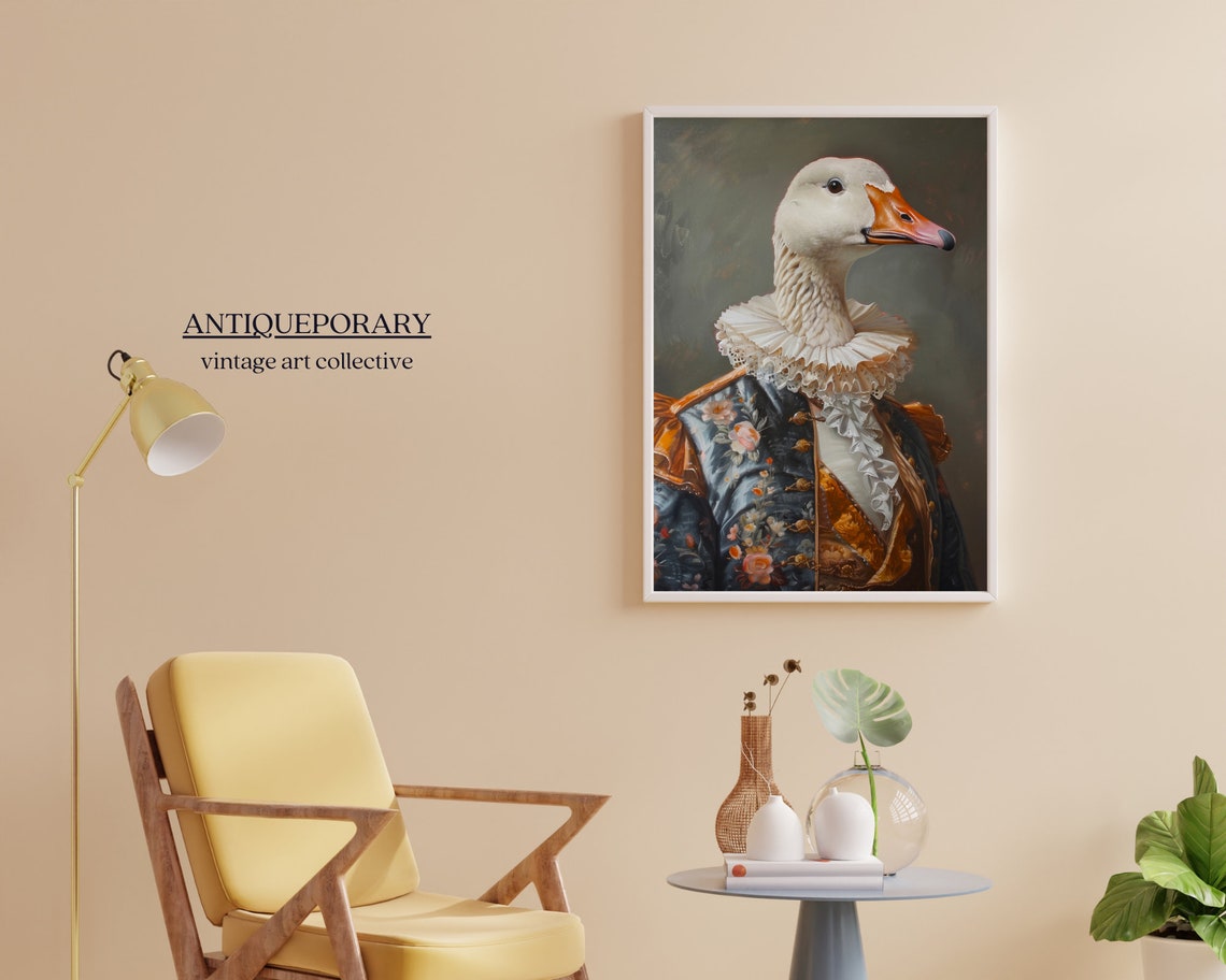 Royal White Goose Floral Brocade Coat Victorian Portrait Poster - Image 5