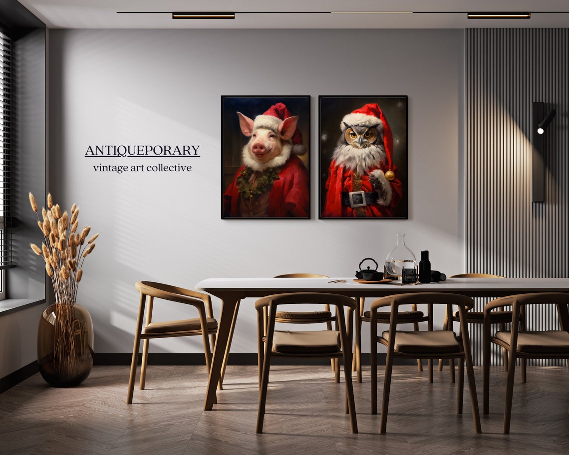 Christmas Santa Owl Red Robe Gold Ornament Holiday Portrait Poster - Image 5