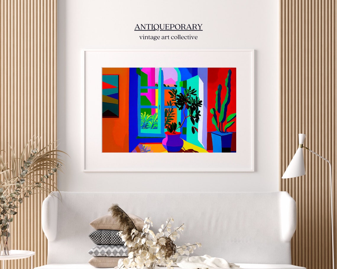 Fauvist Colorful Interior with Window Plants Bold Art Poster - Image 6
