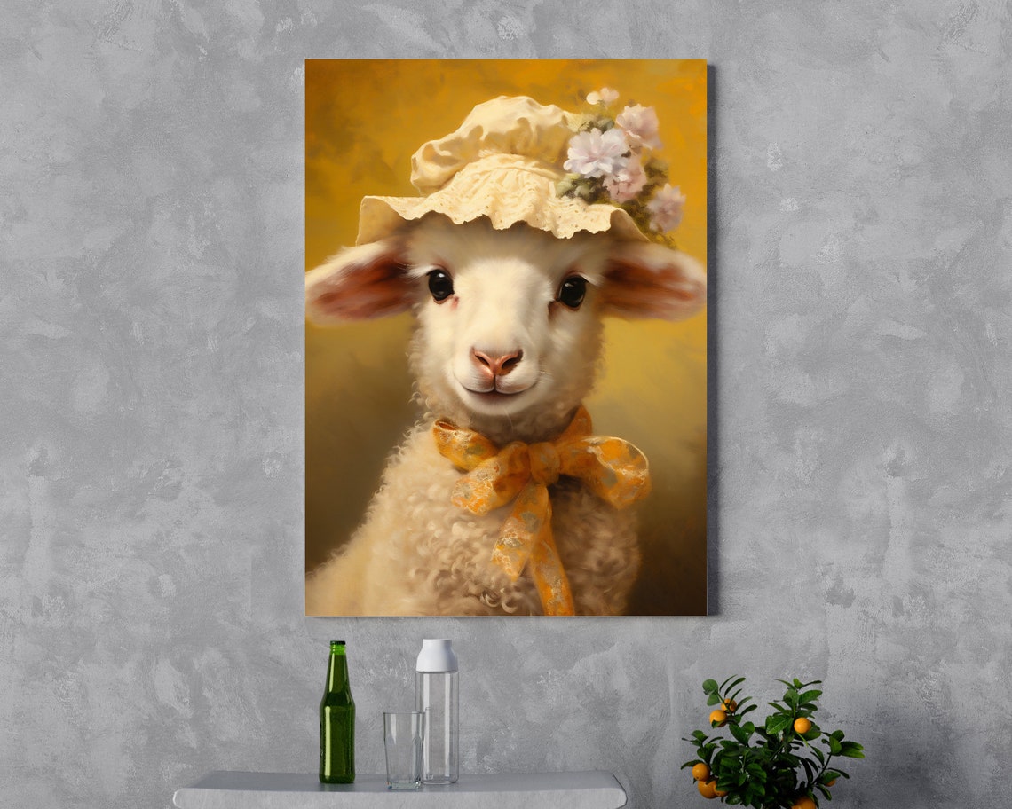 Baby Sheep Vintage Portrait Victorian Animal Portrait Dressed Animal Print Cute Farm Animal Renaissance Animal Art Animal Lover Gift - Image 5