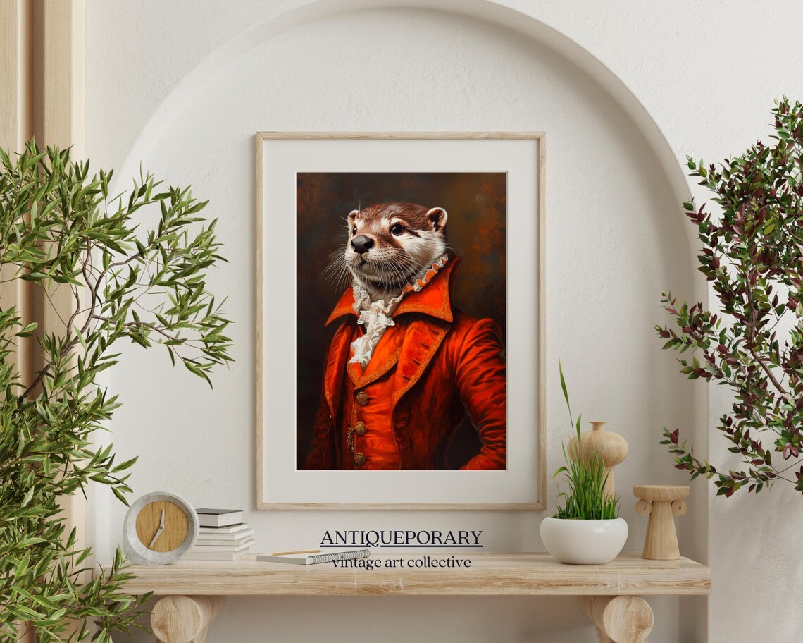 Victorian Animal Portrait Vintage Animal Print Royal Otter Painting Dressed Animal Print Renaissance Animal Animal Lover Gift - Image 4