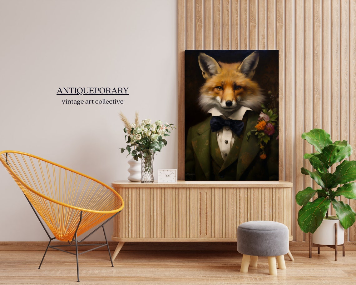 Renaissance Animal Portrait Victorian Animal Portrait Dressed Animal Prints Royal Fox Oil Painting Vintage Style Animal Portrait - Image 7