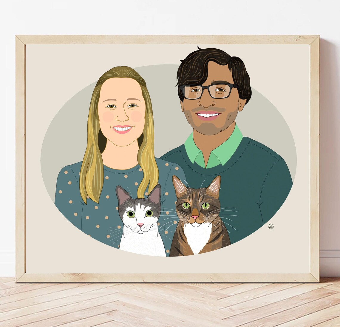 Gift Certificate Couples Portrait With 2 Pets - Image 6