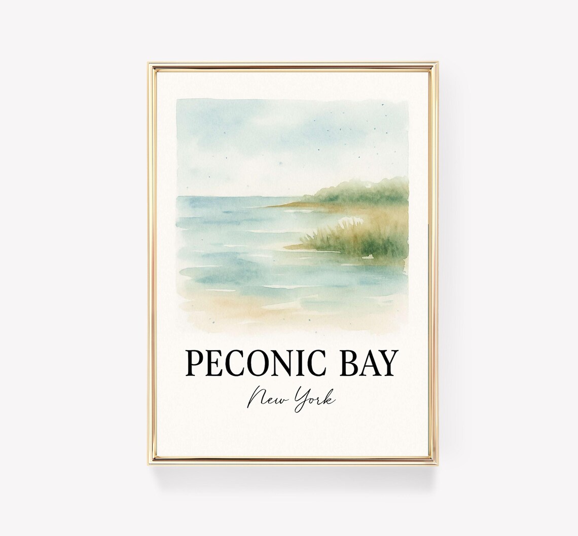 Peconic Bay New York Serene Coastal Watercolor Travel Art Print
