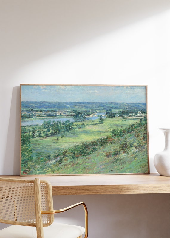 Theodore Robinson The Valley Of Seine From Hills Giverny 1892 Vintage Poster Landscape Painting Meadow Scenery Print