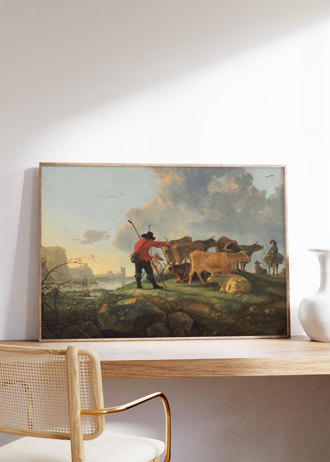 Aelbert Cuyp Herdsmen Tending Cattle 1655 Cloudy Sky Classic Poster