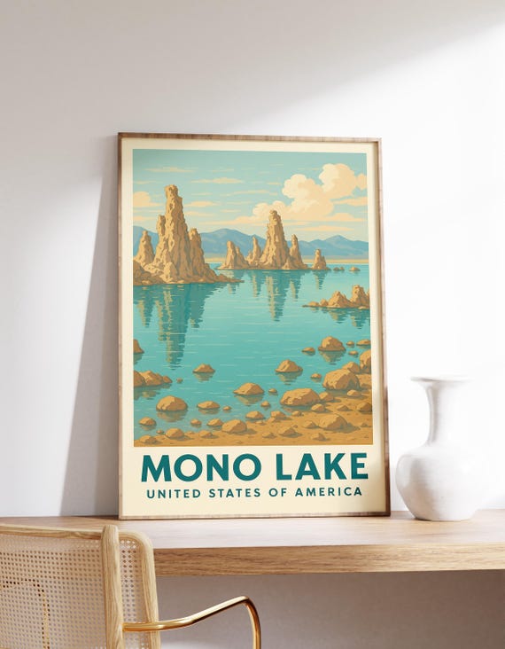 Mono Lake Poster Nature Print Wall Art Tufa Tower Decor Sierra Gift