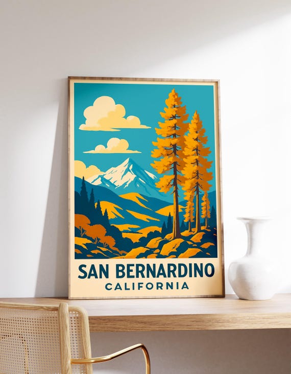 San Bernardino Poster Mountains Print Wall Art Forest Landscape Decor