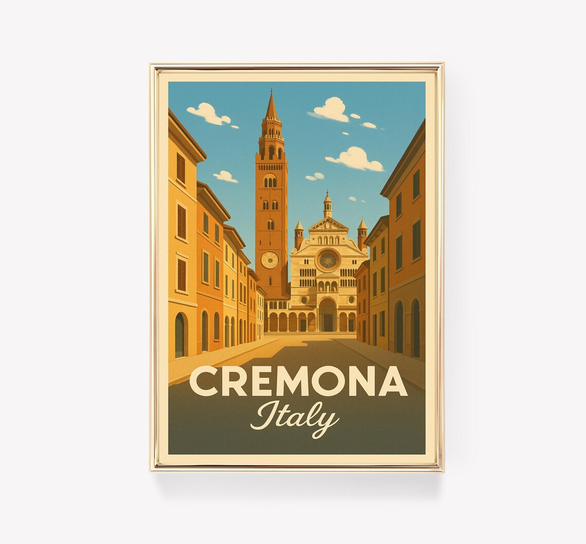 Vintage Cremona Italy Travel Poster Print