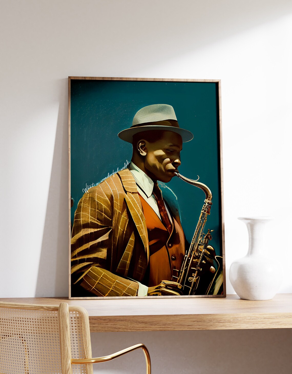 Jazz Saxophone Poster, Antique Vintage Blues Gentleman