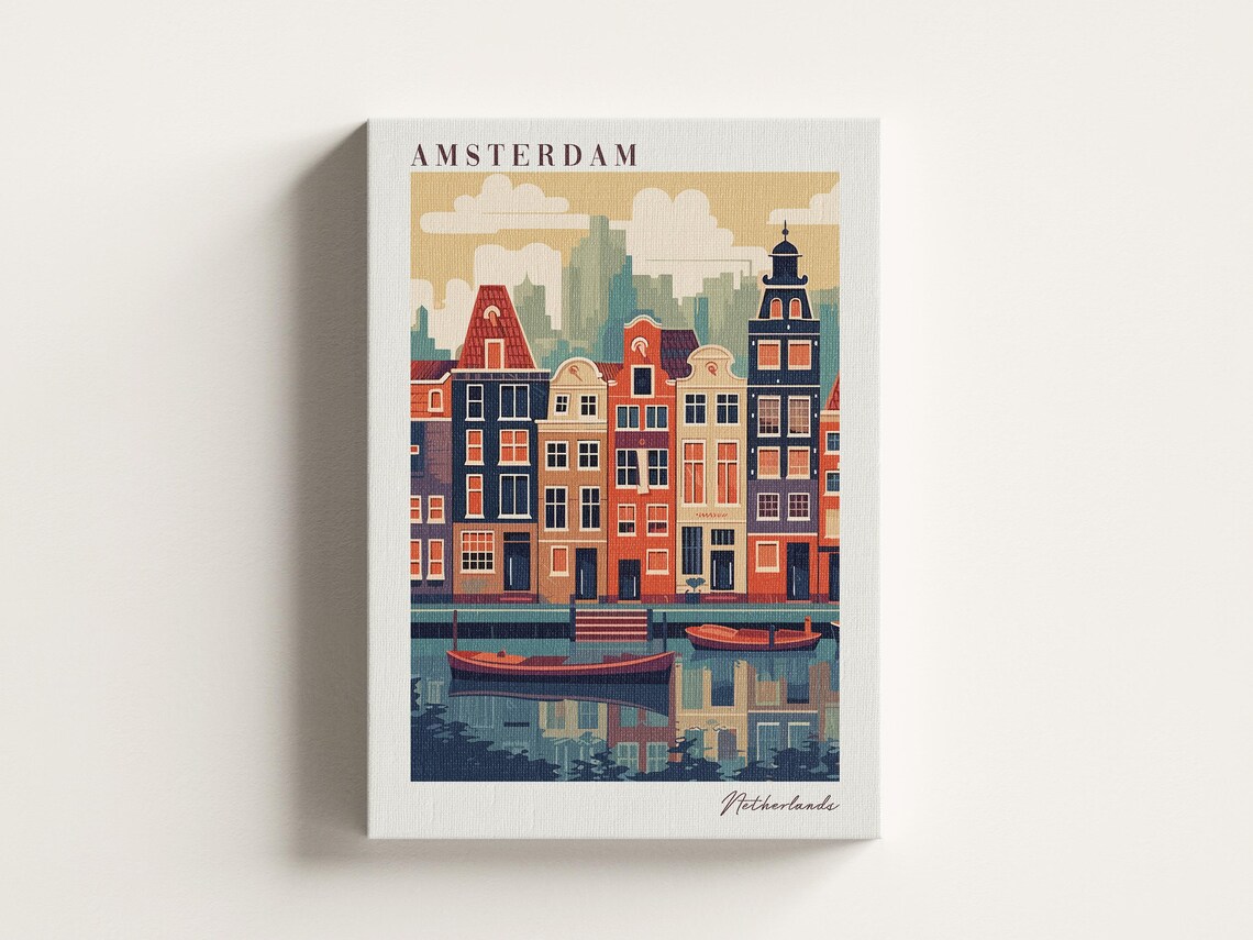 Amsterdam Travel Poster, Netherlands Decor Art Print