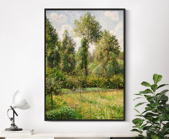 Camille Pissarro Poplars Ragny 1895 Landscape Poster Wall Art Print Vintage Forest Tree Green Field Rustic Painting Farmhouse Decor