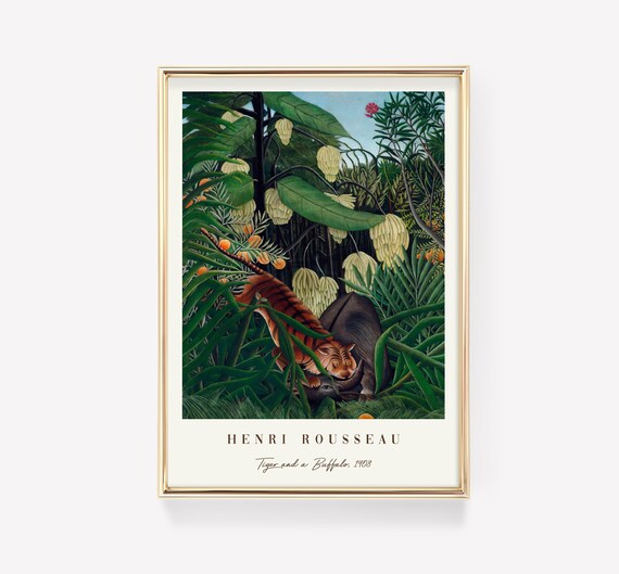 Henri Rousseau Tiger and a Buffalo 1908 Exotic Jungle Poster