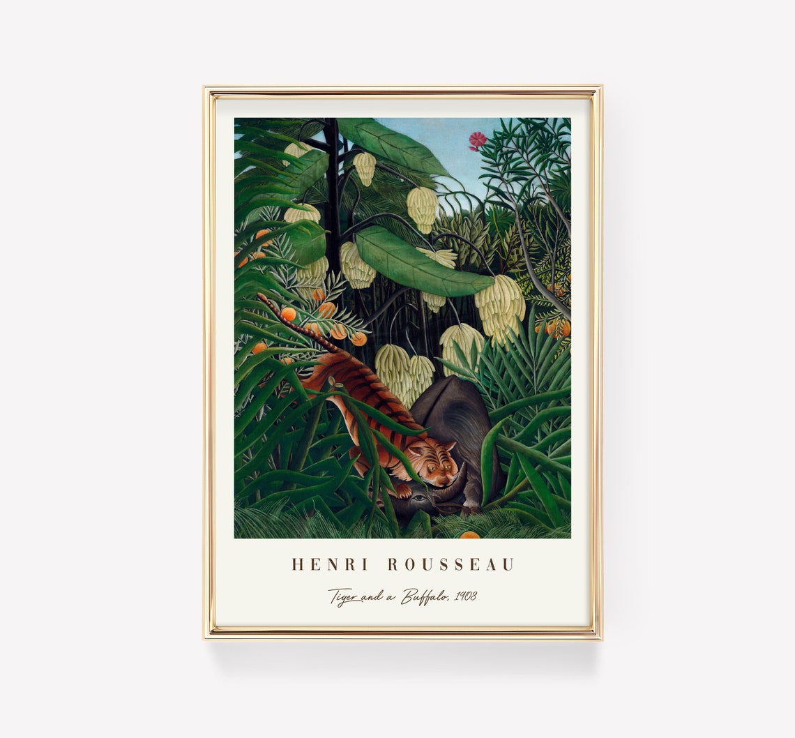 Henri Rousseau Tiger and a Buffalo 1908 Exotic Jungle Poster