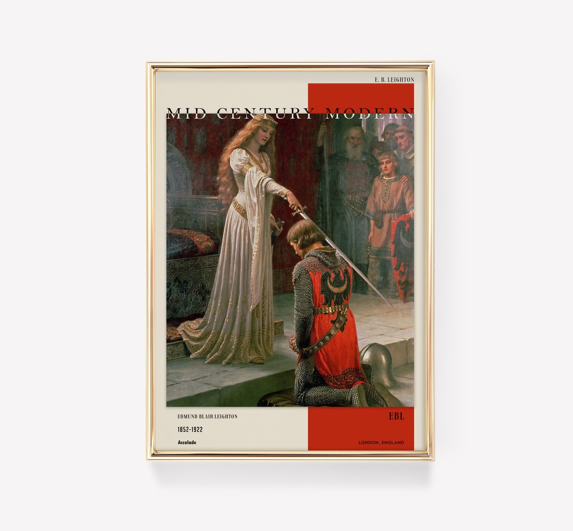 Edmund Blair Leighton Accolade Medieval Knighting Exhibition Poster