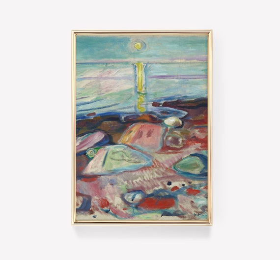 Edvard Munch Prints Moonlight On The Beach 1904 Vintage Painting Art Print Modern Wall